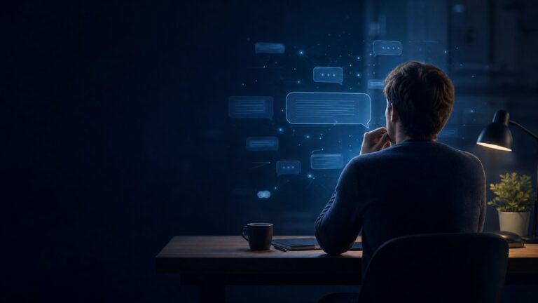 Person skriver en AI-prompt ved skrivebord
